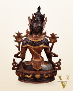 White Tara Pure Brass Statue – Nepalese Copper Tone | 12"
