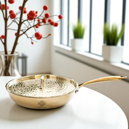 Pure Brass Sauce Pan with Lid, Handle and Tin Lining Inside