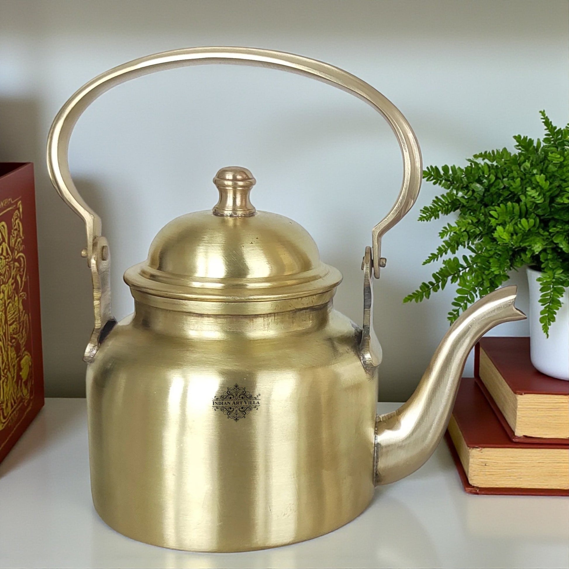 Pure Brass Designer Tea Kettle Pot, Serving Tea Coffee, Tableware