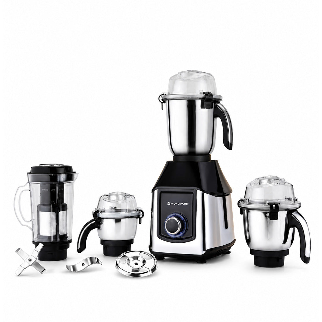 Wonderchef Inox 1000W Mixer Grinder with 4 Stainless-steel Jars, Special Blade for Silbatta Khada Masala Grinding, Minci