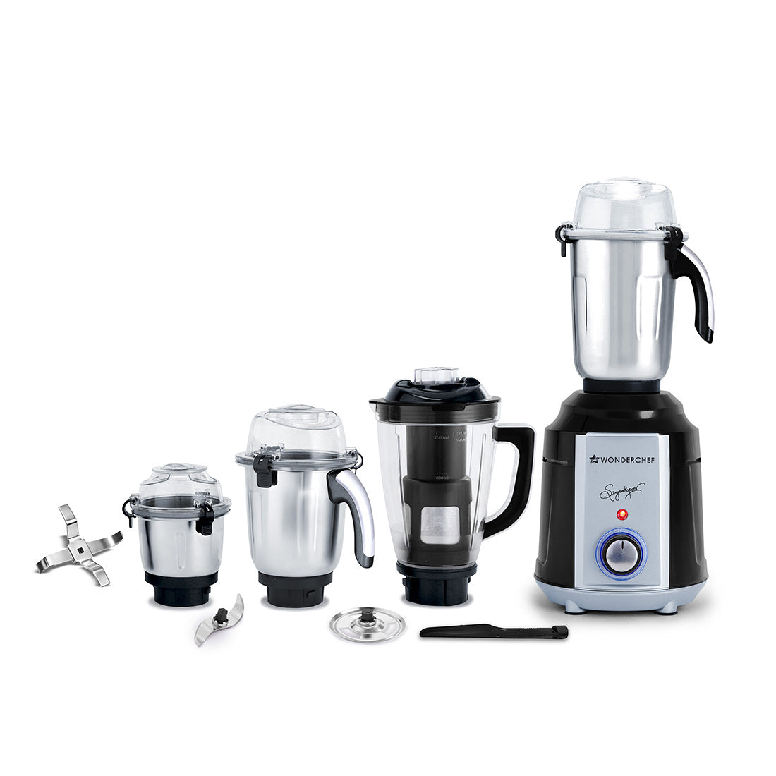 Wonderchef Professional 1200W Mixer Grinder with 4 Jars, Special Blade for Silbatta Khada Masala Grinding, Mincing & Whi