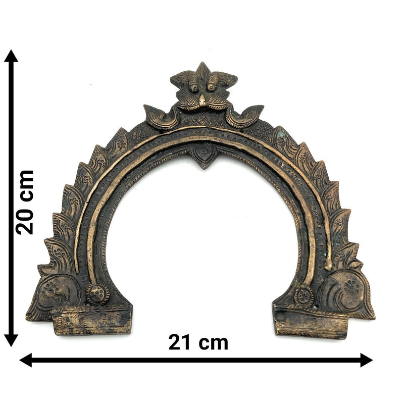 Bhunes Brass Antique Prabhavali Frame – Temple Arch Wall Hanging Prabhawali for Deity | Prabhaval Backplate for Home Mandir & Spiritual Decor, Gold, 8 Inch, 1 Piece