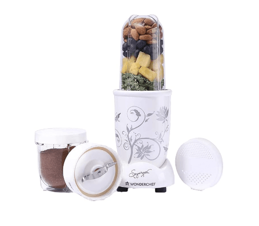 Wonderchef Nutri-blend Mixer, Grinder & Blender | Powerful 400W 22000 RPM motor | Stainless steel Blades | 2 unbreakable jars | 2 Years warranty | Online recipe book by Chef Sanjeev Kapoor | White