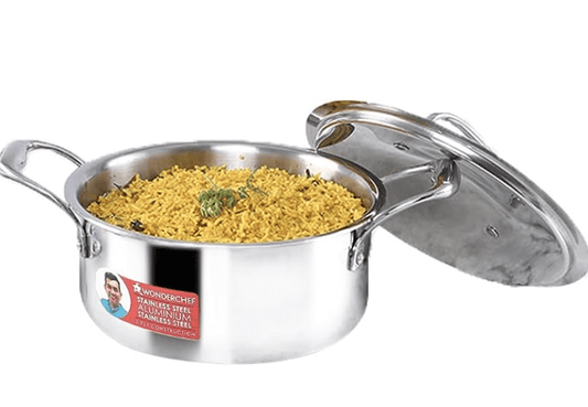 வொண்டர்செஃப் நிஜெல்லா ட்ரை-பிளை ஸ்டெயின்லெஸ் ஸ்டீல் 20 செ.மீ கேசரோல் | 3 லிட்டர் | 2.6மிமீ தடிமன் | இண்டக்ஷன் பேஸ் | அனைத்து சமையல் பாத்திரங்களுடனும் இணக்கமானது | ரிவெட்டட் கூல்-டச் ஹேண்டில் | 10 வருட உத்தரவாதம்