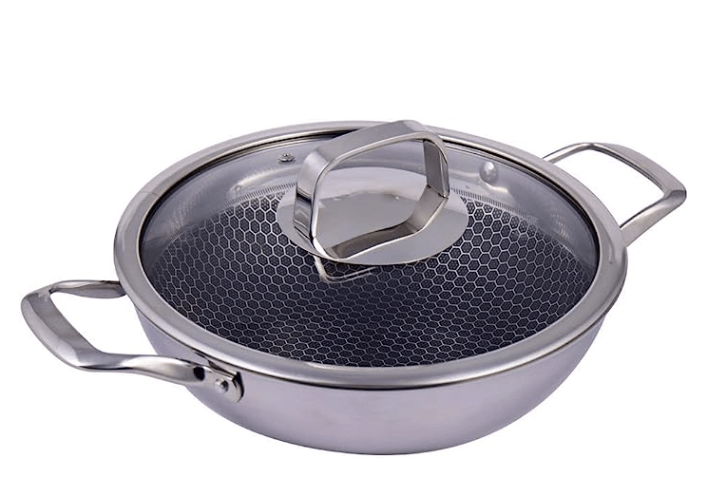 Wonderchef Stanton 28 cm Non-Stick Kadhai/Kadai with Lid - 3.4 Litre | 3 ply Steel