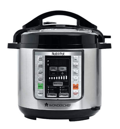 Wonderchef Nutri-Pot Electric Pressure Cooker with 7-in-1 Functions| One touch cooking | 18 pre-set functions| Pressure Cooking, Sauté/Pan Frying, Slow Cooking, Yogurt Making, Steaming, Warming & Rice Cooking | 6L capacity