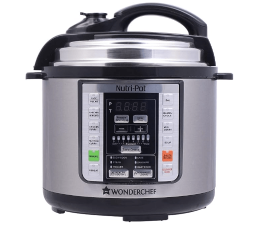 Wonderchef Nutri-Pot Electric Pressure Cooker with 7-in-1 Functions, 3L, Aluminium, Black, Outer Lid
