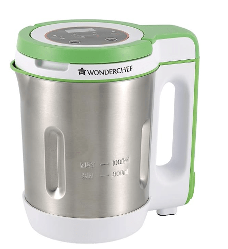 Wonderchef Automatic Soup Maker | 1.0 Litre | 800 Watts Heater | SS Blades & Bowl (Jug) | Soup in just 20 mins | 2 Years Warranty | White, Green & steel