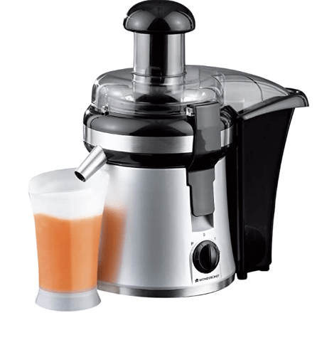 Wonderchef Prato Compact Centrifugal Electric Juicer for Fruits and Vegetables, 250W| Juicer Mesh with Stainless Steel Sieve| Dual Speed| BPA free Anti Drip Juicer Machine, Appliance| Easy to Clean| Healthy Juicer Machine| 1 Year Warranty | Black & Silver
