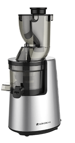 Wonderchef V6 Cold Press Juicer | 200W powerful motor | 43 RPM Slow Juicer | Full Fruit Juicer to retain enzymes | 5 Years Warranty | Black & Silver