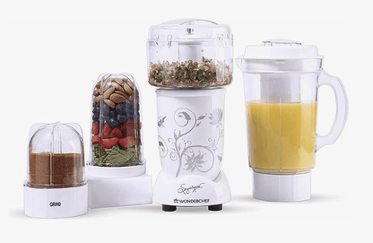 Wonderchef Nutri-blend Juicer, Mixer, Grinder, Smoothie Maker & Chopper | 400W 100% Full Copper Motor| Complete Kitchen Machine | 22000 RPM Blender, Chopper, Juicer | SS Blades | 4 Unbreakable Jars | 2 Years Warranty | Recipe Book By Chef Sanjeev Kapoor 