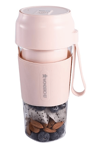 Wonderchef Nutri-Cup Portable Blender | USB Charging | Smoothie maker | SS Blades | Battery Operated Rechargeable Blender | 300ml | Compact Size | Pink, In built Jar