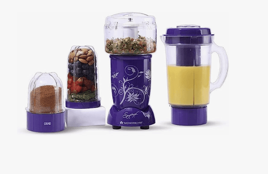 Wonderchef Nutri-blend Juicer, Mixer, Grinder, Smoothie Maker & Chopper | 400W 100% Full Copper Motor| Complete Kitchen Machine | 22000 RPM Blender, Chopper, Juicer | SS Blades | 4 Unbreakable Jars | 2 Years Warranty | Recipe Book By Chef Sanjeev Kapoor 