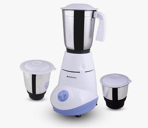Wonderchef Capri 500W Mixer Grinder | 3 leak-proof stainless steel Jars | Powerful 500W motor | 3-Speed & Pulse Function | Anti Skid Feets | 5 years warranty on motor | White & Blue