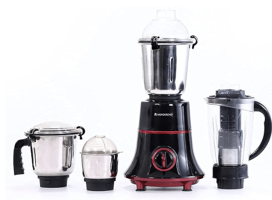 Wonderchef Glory Mixer Grinder, 750 W With 4 Stainless Steel Jars And Anti-Rust Stainless Steel Blades, Ergonomic Handles, 5 Years Warranty On Motor