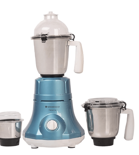 Wonderchef Premium 750-Watt Mixer Grinder with 3 Jars (Blue)