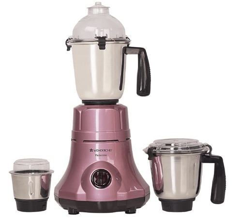 Wonderchef Premium 750-Watt Mixer Grinder with 3 Jars (Velvet/Pink)