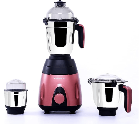 Wonderchef Vietri 750W Mixer Grinder | 3 leak-proof stainless steel Jars with secure lids | Powerful 750W motor | 3-Speed & Pulse Function | Anti Skid Feets | 5 years warranty on motor | Black & Red