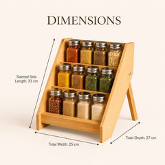 Wooden 3-Tier Spice Jar Storage Rack Organizer for Kitchen Counter