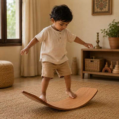 Natural Curved Wooden Balance Board for Kids – Wobble Rocker Board, Kinderboard