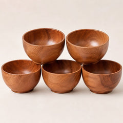 Wood Eating Bowl Set of 6 | Wooden Eating Bowls | Eating Bowl Set Wooden Set of 6