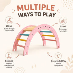 Montessori Climbing Arch for Kids — Wooden Crawling, Balance & Tunnel Play Arch