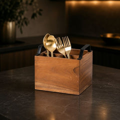 Inseparables Acacia Wood Cutlery Holder