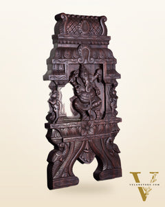Wooden Dancing Ganesha Wall Hanging Panel – Handcrafted 23.6"