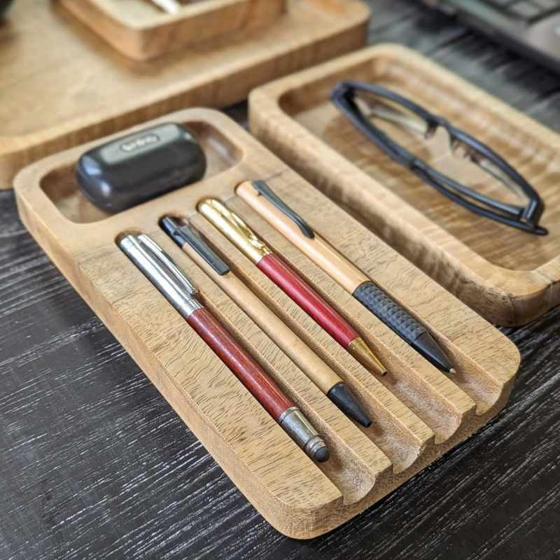 Woodensure Premium Modular Wooden Desk Organizer Set of 4 for Employees, Clients & Corporate Gifts