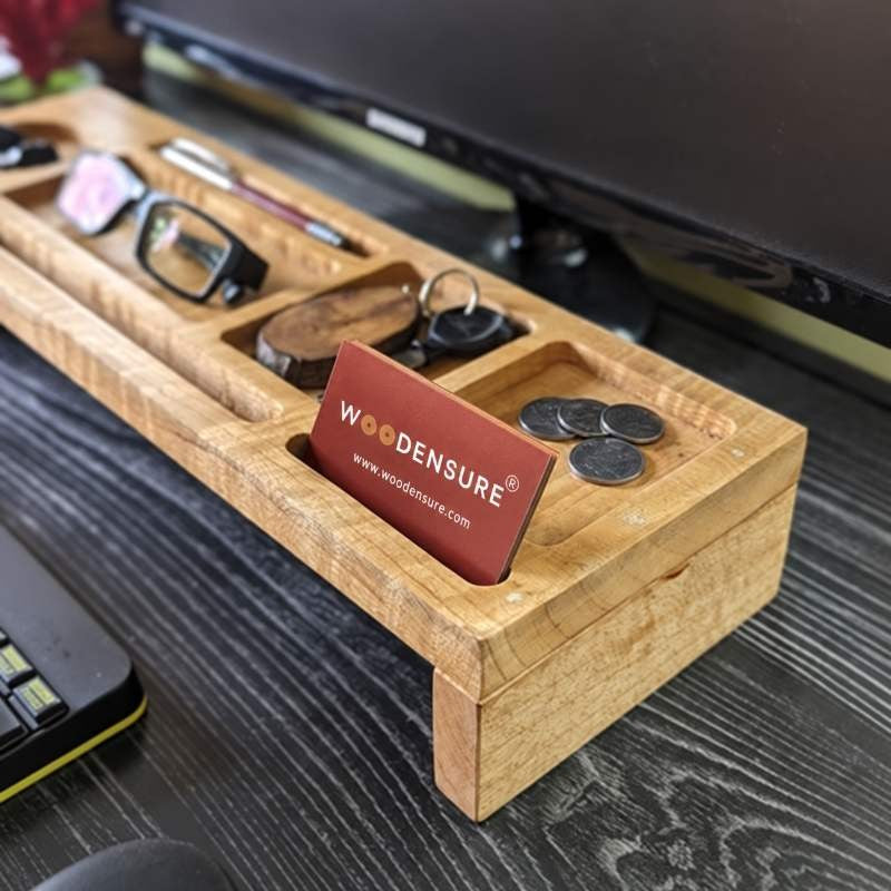 Woodensure Premium Large Wooden Desk Organizer for Executives, Employees, Clients & Corporate Gifts