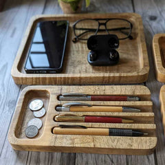Woodensure Premium Wooden Desk Tray Organizer Set of 4 for Employees, Clients, Executives & Corporate Gifts