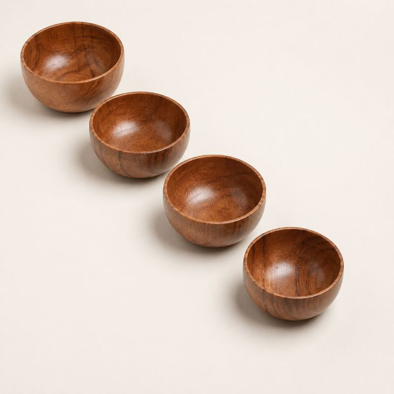 Wood Eating Bowl Set of 6 | Wooden Eating Bowls | Eating Bowl Set Wooden Set of 6