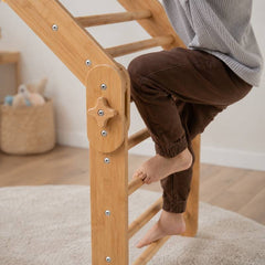 Natural Wood Multi-Shape Convertible Montessori Climbing Frame for Kids