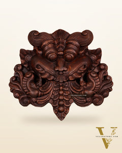 Wooden Kirtimukha Yali Wall Hanging Nazarbattu 12" Handcrafted Protection Charm