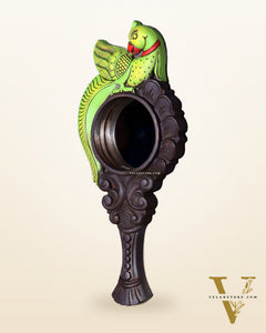 Wooden Parrot Design Hanging Mirror – Handcrafted Elegance