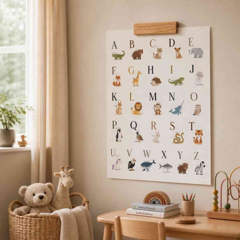 Acacia Wood Poster Hanger, Poster Holder – Wooden Locking Rod Design