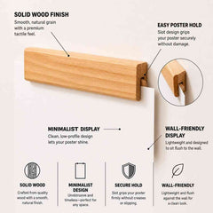 Acacia Wood Poster Hanger, Poster Holder – Wooden Locking Rod Design