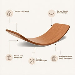 Natural Curved Wooden Balance Board for Kids – Wobble Rocker Board, Kinderboard