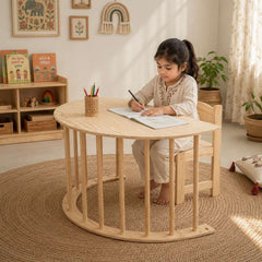 Natural Wood 5-in-1 Montessori Climbing Arch Rocker for Kids