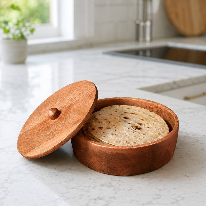 Classic Solid Wood Roti & Momos Box