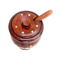 Acacia Wood Salt Box with Lid & Spoon – Multipurpose Wooden Kitchen Storage Container