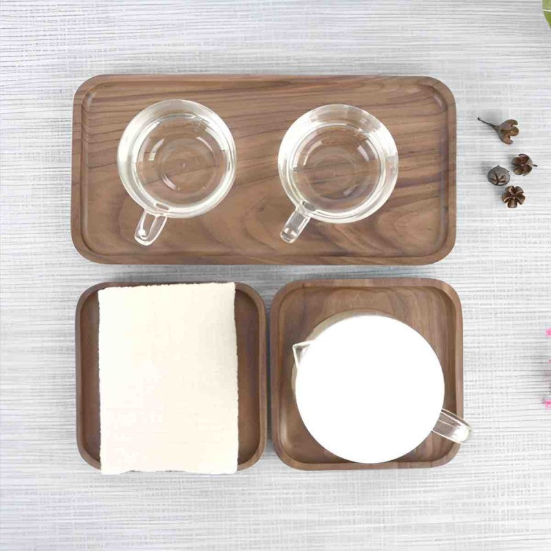 TrioServe Acacia Wood Serving Tray (Set of 3)