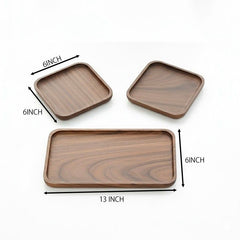 TrioServe Acacia Wood Serving Tray (Set of 3)