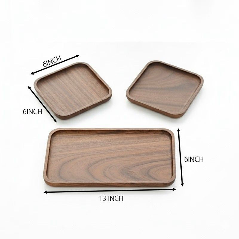 TrioServe Acacia Wood Serving Tray (Set of 3)