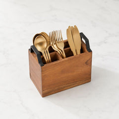 Inseparables Acacia Wood Cutlery Holder