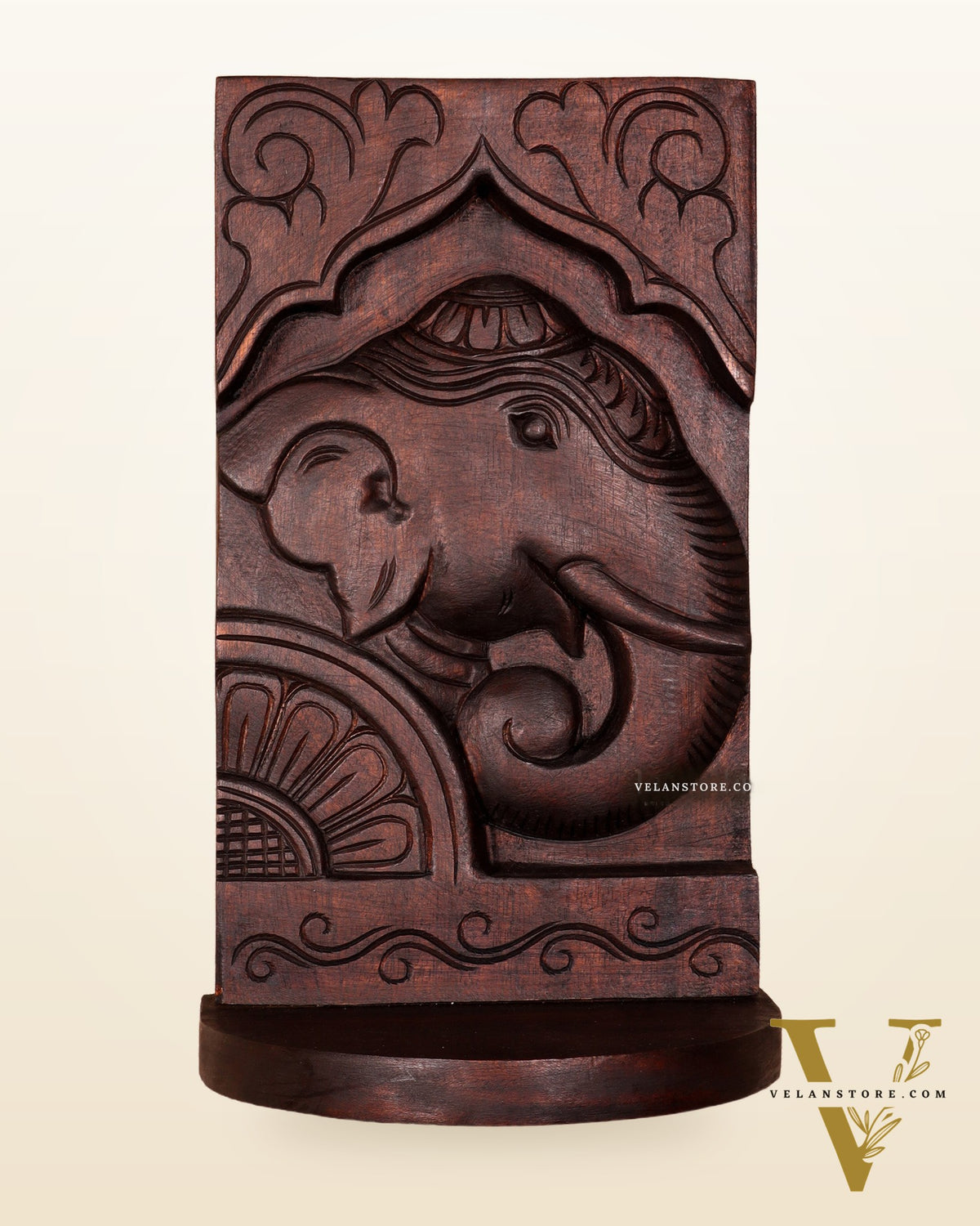 Wooden Vintage Elephant Face Design Wall Hanging Shelf 12"