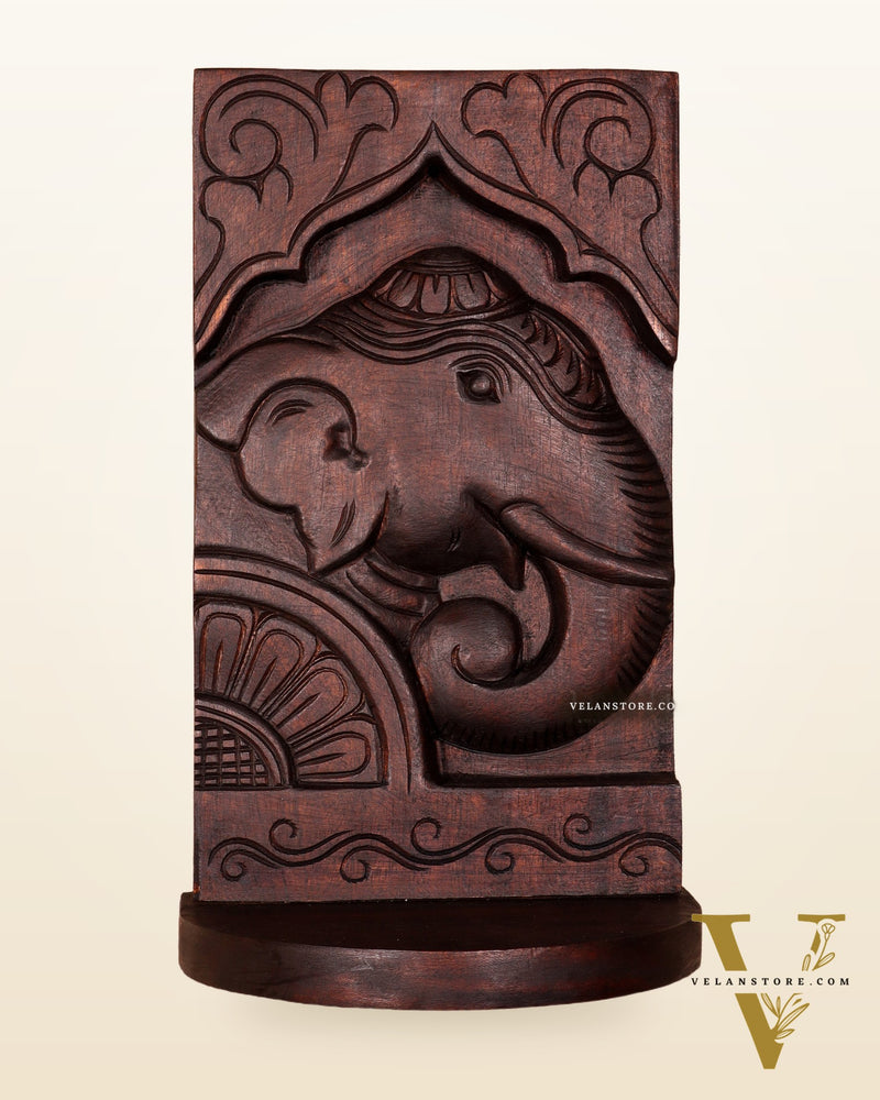 Wooden Vintage Elephant Face Design Wall Hanging Shelf 12"