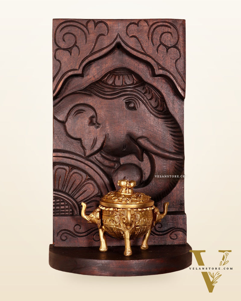 Wooden Vintage Elephant Face Design Wall Hanging Shelf 12"