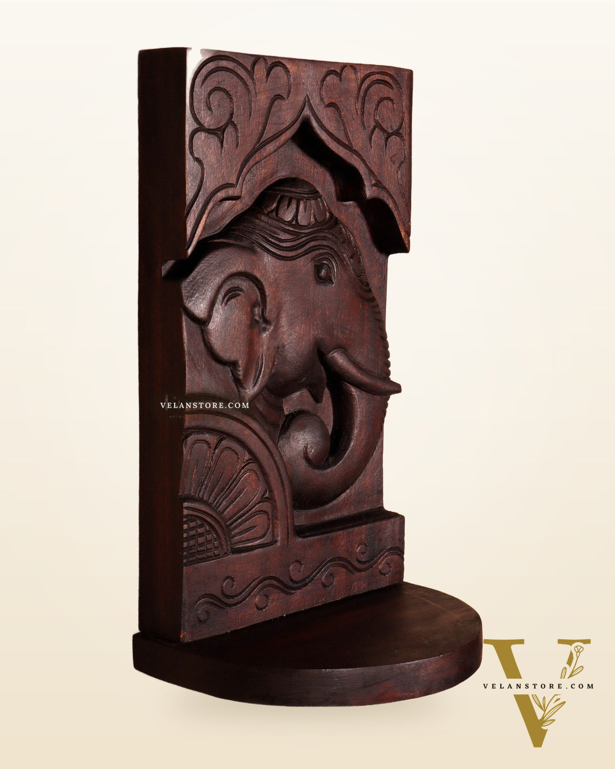 Wooden Vintage Elephant Face Design Wall Hanging Shelf 12"