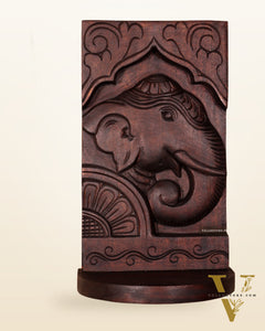 Wooden Vintage Elephant Face Design Wall Hanging Shelf 12"